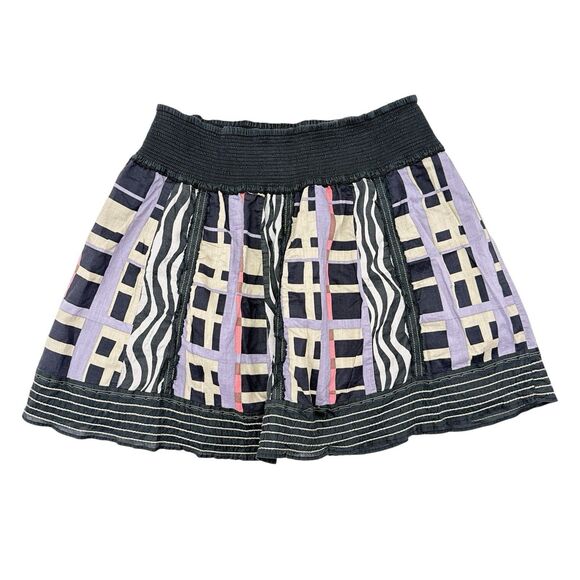 Free People Skirt Size Medium Mini Flowy Elastic Waist Pull On Geometric Art - Picture 1 of 9